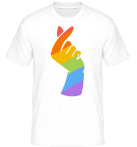 Queer Doigts Coeur -  T-Shirt Shirtinator homme - Blanc - Devant