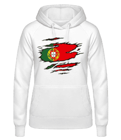  Drapeau déchiré Portugal - Sweat à capuche Femme - Blanc - Devant