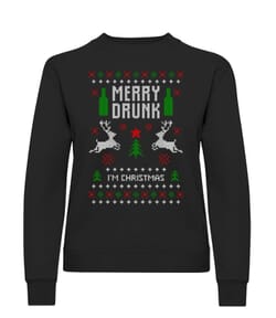 Merry Drunk I Am  Christmas - Sweatshirt Femme - Noir - Devant