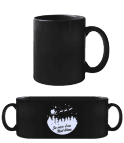 Je Rêve D’un Noël Blanc - Tasse Noire - Noir - Devant