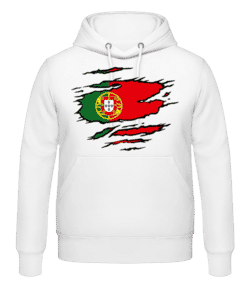  Drapeau déchiré Portugal - Sweat à capuche Homme - Blanc - Devant