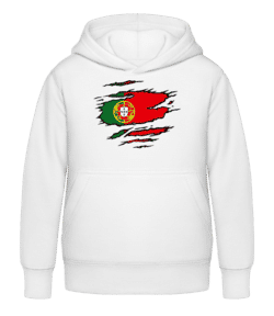  Drapeau déchiré Portugal - Sweat à capuche Enfant - Blanc - Devant