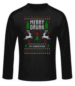 Merry Drunk I Am  Christmas - T-shirt à manches longues standard Homme - Noir - Devant