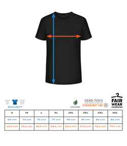 Save Our World - T-shirt bio Homme Stanley Stella 2.0 - Tableau des tailles