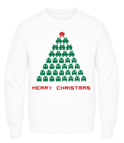 Merry Christmas Pixel Monster - Sweatshirt Homme AWDis - Blanc - Vorn