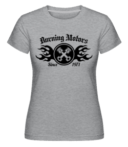 Burning Motors Biker -  T-shirt Shirtinator femme - Gris chiné - Devant