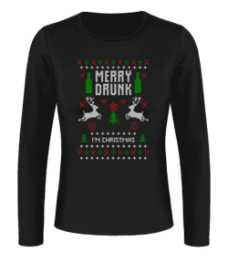 Merry Drunk I Am  Christmas - T-shirt à manches longues standard Femme - Noir - Devant