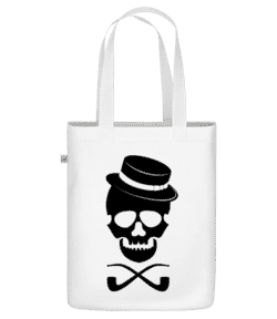 Crâne Avec Chapeau - Sac en toile bio - Blanc - Devant