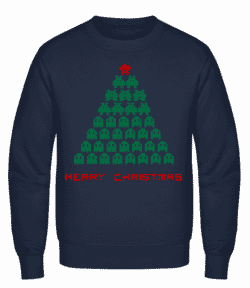 Merry Christmas Pixel Monster - Sweatshirt Homme - Bleu marine - Vorn