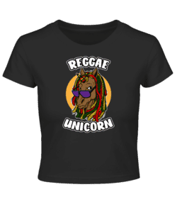 Reggae Unicorn - Crop top - Noir - Devant
