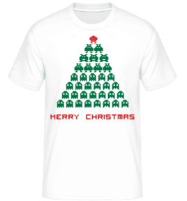Merry Christmas Pixel Monster -  T-Shirt Shirtinator homme - Blanc - Devant