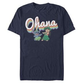 Disney Classics - Lilo & Stitch - Lilo & Stitch Rainbow Ohana - Men's T-Shirt - Navy - Front