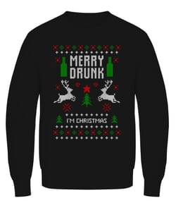 Merry Drunk I Am  Christmas - Sweatshirt Homme - Noir - Devant