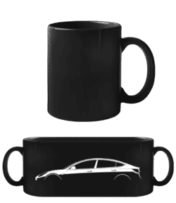 'Tesla Model 3' Silhouette - Tasse Noire - Noir - Devant